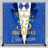 Lofaris Glitter Vlue Suit Custom 35th Birthday Backdrop